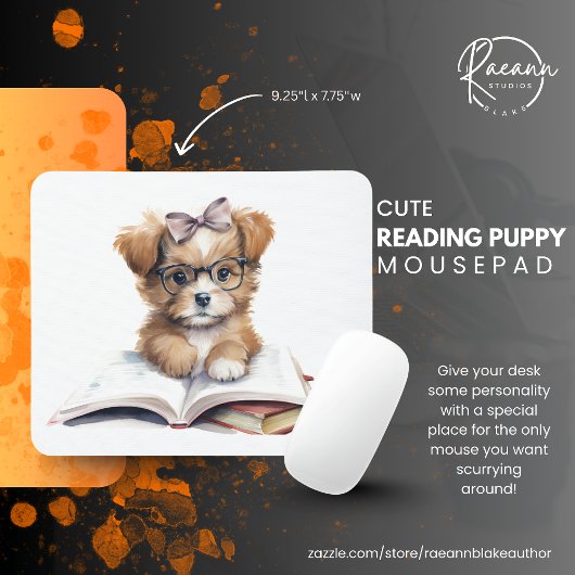 Tapis de souris Chiot en lecture