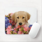 Tapis De Souris Chiot et fleurs de golden retriever (Avec souris)