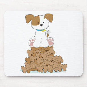 Tapis De Souris Chiot et os mignons