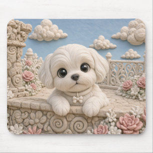 Tapis De Souris Chiot Mâtin Maltais Mignon, Bébé Chien
