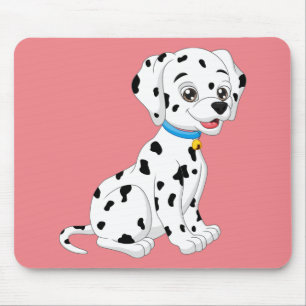 Tapis De Souris Chiot Mignon Chien de Feu Rose Dalmatien de Dessin