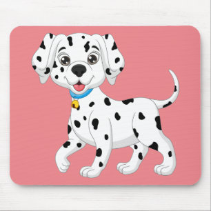 Tapis De Souris Chiot Mignon Chien de Feu Rose Dalmatien de Dessin
