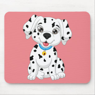 Tapis De Souris Chiot Mignon Chien de Feu Rose Dalmatien Dessin An