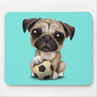 Tapis De Souris Chiot mignon de carlin avec du ballon de football