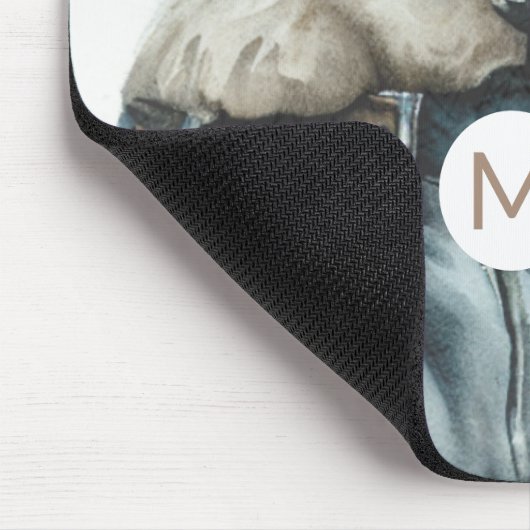 Tapis De Souris Chiot mignon en Jeans Art Monogram Mousepad (Coin)