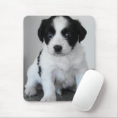 Tapis De Souris Chiot noir et blanc adorable (Avec souris)