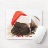 Tapis De Souris Chiot Père Noël de Noël personnalisé (Avec souris)