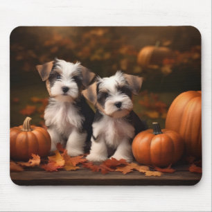 Tapis De Souris Chiots Biewer Terrier Automne Délice Citrouille