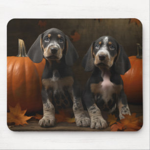 Tapis De Souris Chiots Bluetick Coonhound Délice d'Automne Citroui
