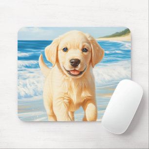 Tapis De Souris Chiots Labrador Retriever sur la Plage