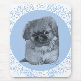 Tapis De Souris Chiots Pékinois Bleu