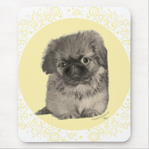 Tapis De Souris Chiots Pékinois Jaune