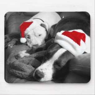 Tapis De Souris chiots pitbull de noël endormis adorables père noë