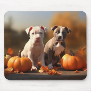 Tapis De Souris Chiots Pitbull Délice d'Automne Citrouille