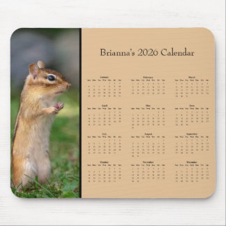 Tapis De Souris Chipmunk - Customizable full year 2026 calendar