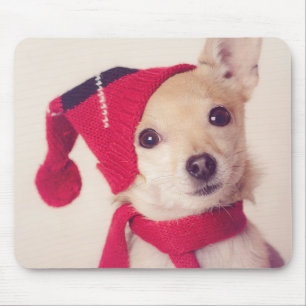 Tapis De Souris Chiwawa dans le casquette d'hiver