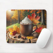 Tapis De Souris Chocolat Chaud D'Automne Sur La Pompe D'Arbre (Avec souris)