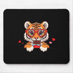 Tapis De Souris Chocolat de la Saint-Valentin Cœur de Tigre Drôle 