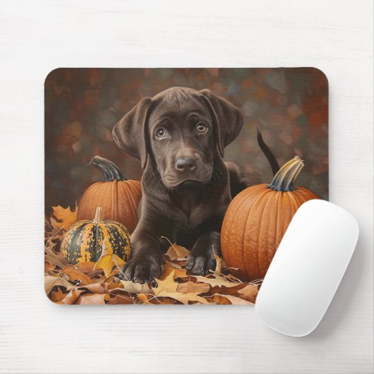 Tapis De Souris Chocolat Labrador Retriever Automne (Avec souris)