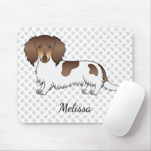 Tapis De Souris Chocolat & Tan Piebald cheveux longs Dachshund & N