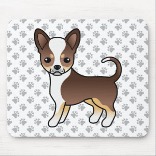 Tapis De Souris Chocolat Tricolore Manteau lisse Chihuahua & Pâtes