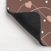 Tapis De Souris Chocolate Brown with Pink Hearts (Coin)