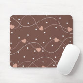 Tapis De Souris Chocolate Brown with Pink Hearts (Avec souris)