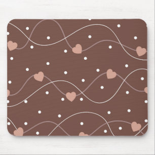 Tapis De Souris Chocolate Brown with Pink Hearts