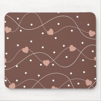 Tapis De Souris Chocolate Brown with Pink Hearts
