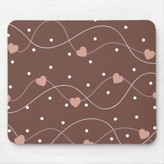 Tapis De Souris Chocolate Brown with Pink Hearts (Devant)