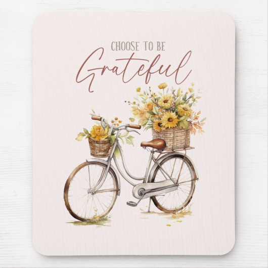 Tapis De Souris Choisissez d'être reconnaissant - Vélo et automne  (Devant)