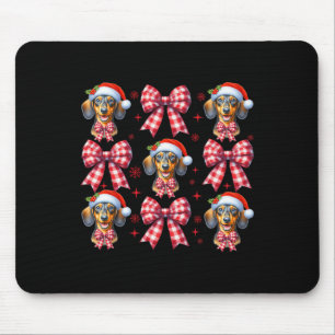Tapis De Souris Chou Dachshund Chien Rouge Coquette Bow Christma