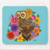 Tapis De Souris Chouette à fleurs (Devant)