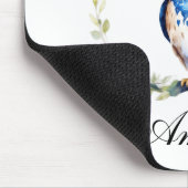 Tapis De Souris Chouette bleu aquarelle et fille Rose (Coin)