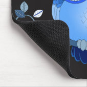 Tapis De Souris Chouette bleue sur le Mousepad noir (Coin)