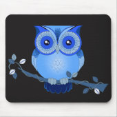 Tapis De Souris Chouette bleue sur le Mousepad noir (Devant)