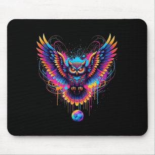 Tapis De Souris Chouette conception de taches de peinture d'art de