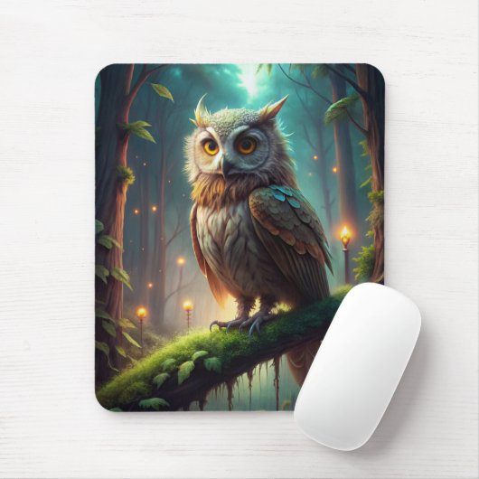 Tapis De Souris Chouette en forêt (Avec souris)