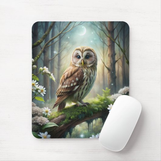 Tapis De Souris Chouette en forêt (Avec souris)
