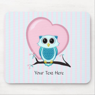 Tapis De Souris Chouette et Modèle de coeur Mousepad
