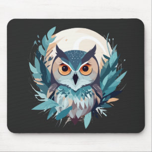 Tapis De Souris Chouette Faune Animaux Nature Extérieure Aquarelle