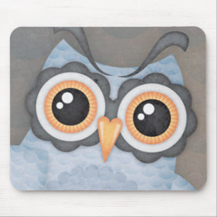 Tapis De Souris Chouette gris bleu - mousepad