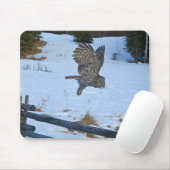 Tapis De Souris Chouette grise et raptor de la faune de neige (Avec souris)