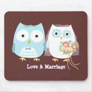 Tapis De Souris Chouette mariée Mariage et mariée mignonne mariée 