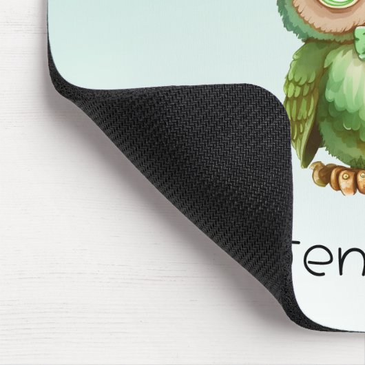 Tapis De Souris Chouette mignonne dans un chapeau vert (Coin)