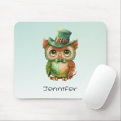 Tapis De Souris Chouette mignonne dans un chapeau vert (Avec souris)