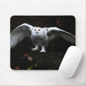 Tapis De Souris Chouette neige avec ailes ouvertes mpcnm (Avec souris)