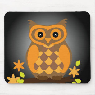 Tapis De Souris Chouette orange d'automne