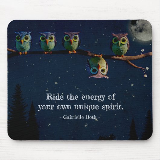 Tapis De Souris Chouette qui est différent avec un collage de devi (Devant)