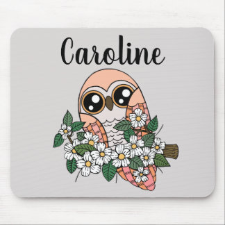 Tapis De Souris Chouette rose Standard personnalisé